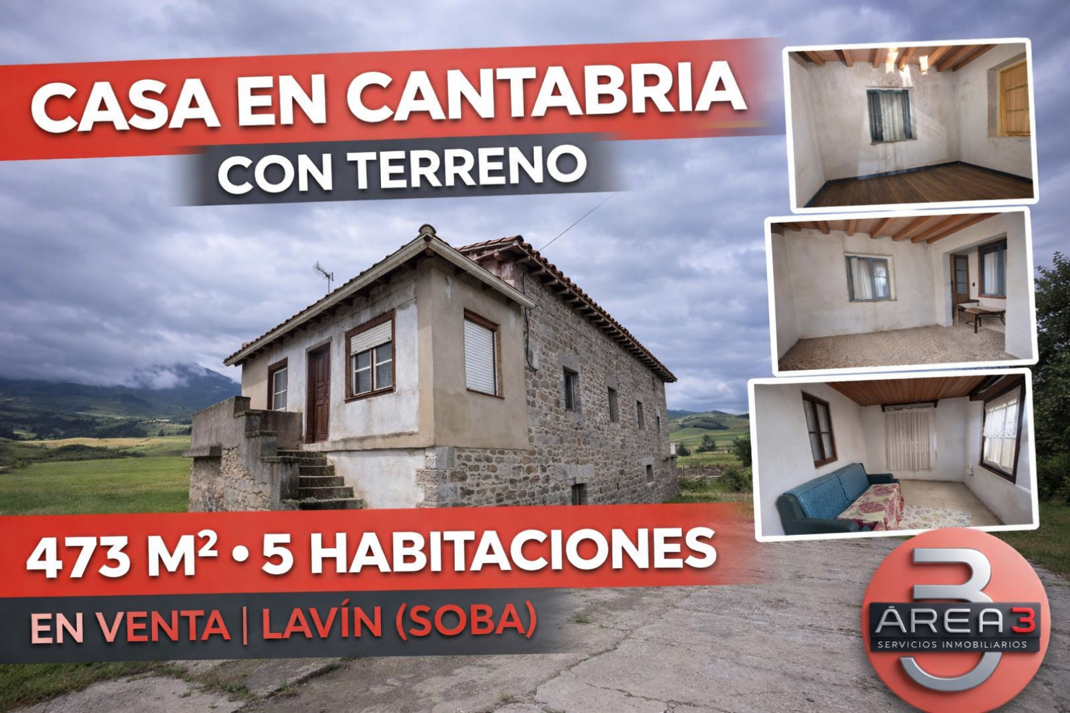 Casona para refomar con terreno de 15.000 metros en Lavín, Soba (Cantabria)
