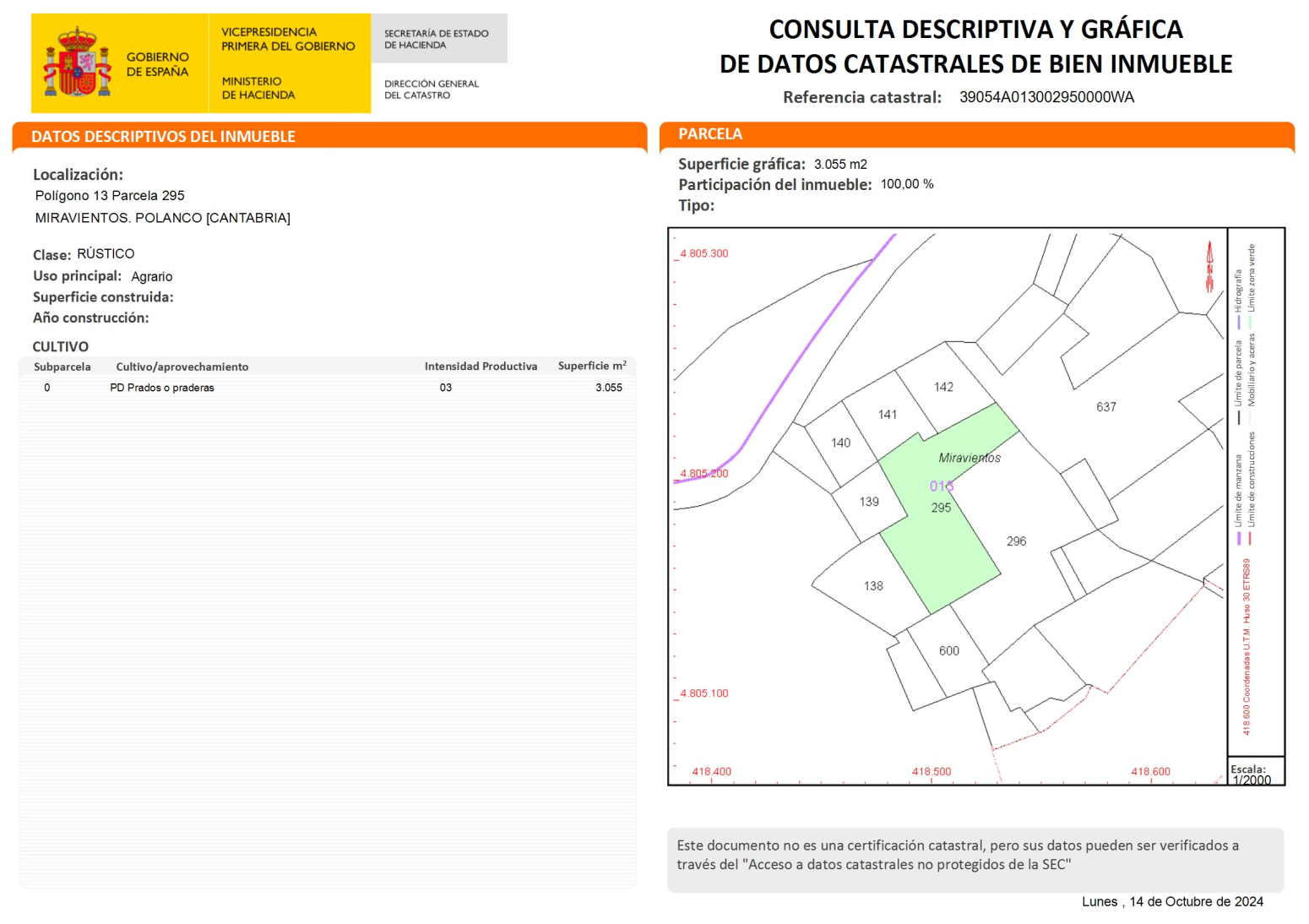 SE VENDE TERRENO RUSTICO EN POLANCO (RUMOROSO)
