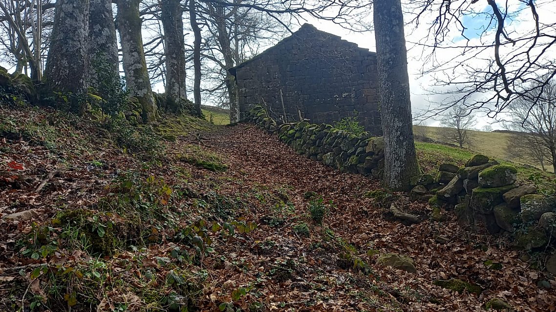 Cabaña de piedra con terreno y buen acceso en Luena