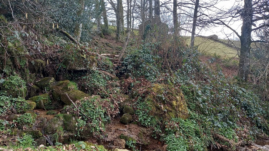 Cabaña de piedra con terreno y buen acceso en Luena