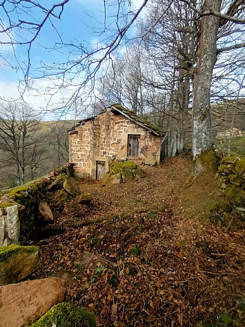 Cabaña de piedra con terreno y buen acceso en Luena