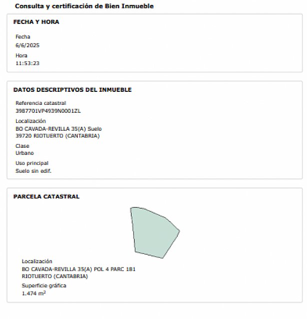 Terreno urbano en La Cavada